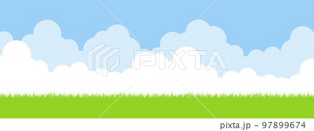 横長の芝生と空 横長の芝生と空 97899674