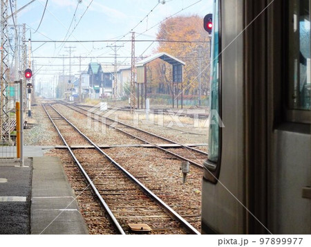 長野県中野市 信州中野駅ホームから見た風景 97899977