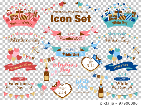 Valentine's Day & White Day Icon Set 97900096