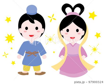 七夕の織姫と彦星のイラスト 97900324