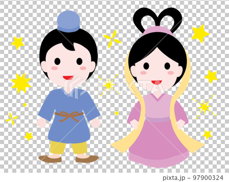 七夕の織姫と彦星のイラスト 97900324
