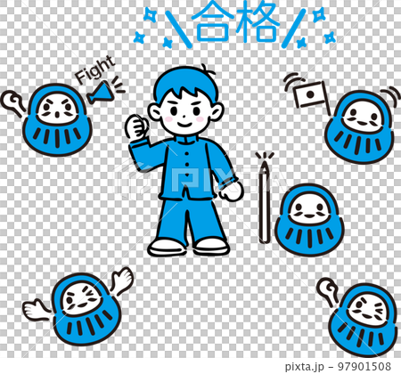 Examination student student person male boy daruma simple touch illustration material set 97901508