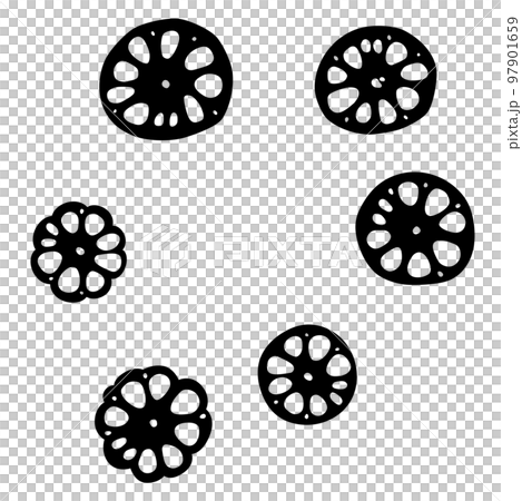 野菜イラスト　レンコンの断面シルエット 97901659