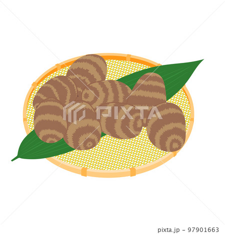 野菜イラスト かごに盛った、たくさんの里芋 野菜イラスト かごに盛った、たくさんの里芋 97901663