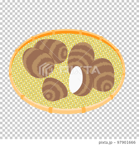 野菜イラスト かごに盛った、たくさんの里芋 野菜イラスト かごに盛った、たくさんの里芋 97901666