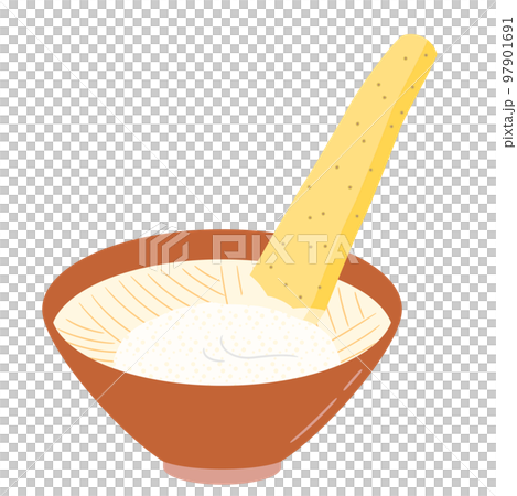 野菜イラスト　すり鉢ですりおろしたナガイモ 97901691