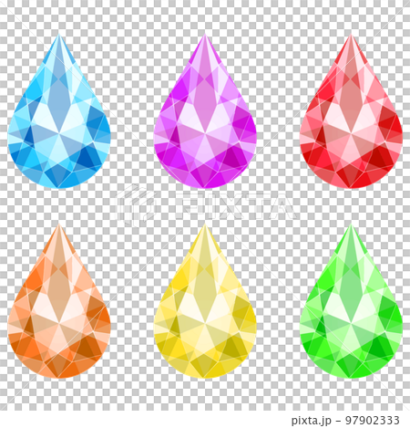 ペアシェイプブリリアントカットのジュエリーイラストセット素材 97902333