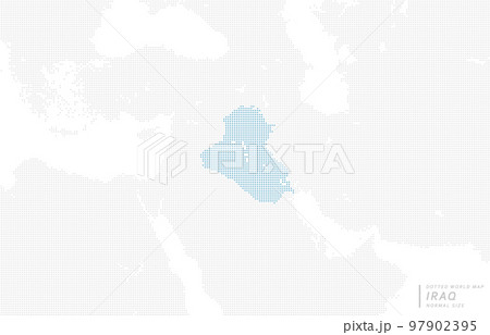 イラクを中心とした青のドットマップ。　中サイズ。 97902395