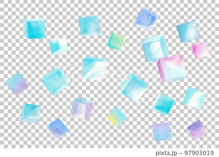 透明水彩で描いたカラフルな氷のイラスト素材　背景イラスト 97903019