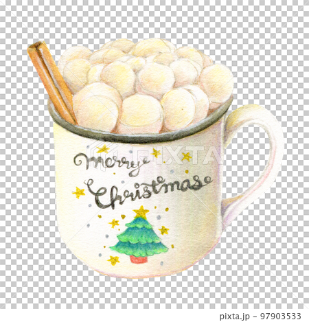 棉花糖可可的手繪水彩和彩色鉛筆插圖 97903533