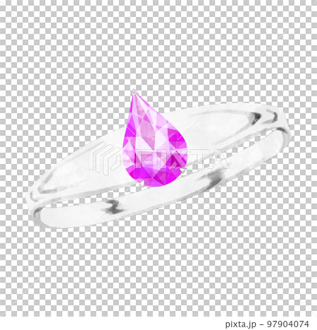紫の指輪のジュエリー ペアシェイプブリリアントカットの水彩イラスト 紫の指輪のジュエリー ペアシェイプブリリアントカットの水彩イラスト 97904074