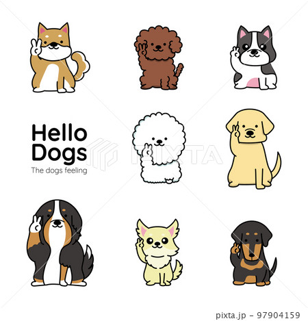 犬の表情アイコン ピースサイン 犬の表情アイコン ピースサイン 97904159