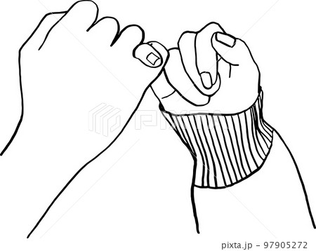 Pinky Promise Lovers People hand Hand drawn line art illustration 97905272