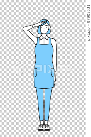 A woman wearing an apron to salute 97905531