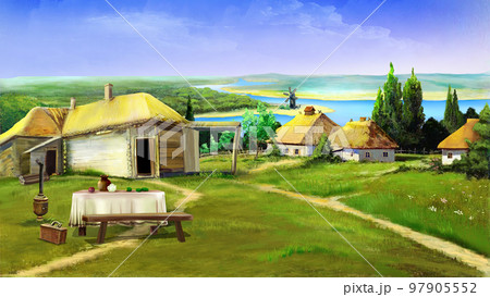 Traditional Ukrainian Village illustration 97905552
