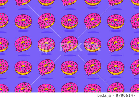 Doughnut seamless pattern. Donuts with pink icing 97906147