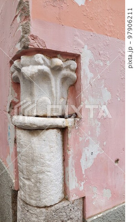 Fragment of a marble column in a Medieval style. Italy Fragment of a marble column in a Medieval style. Italy 97906211