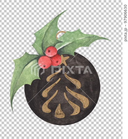 Ball for a Christmas tree. Watercolor illustration. 97906630