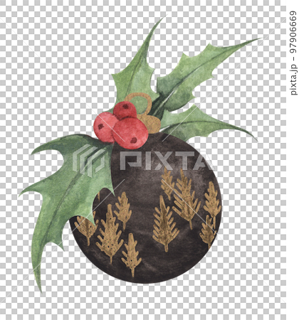 Ball for a Christmas tree. Watercolor illustration. Ball for a Christmas tree. Watercolor illustration. 97906669