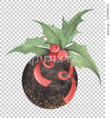 Ball for a Christmas tree. Watercolor illustration. Ball for a Christmas tree. Watercolor illustration. 97906670