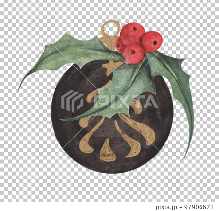 Ball for a Christmas tree. Watercolor illustration. Ball for a Christmas tree. Watercolor illustration. 97906671