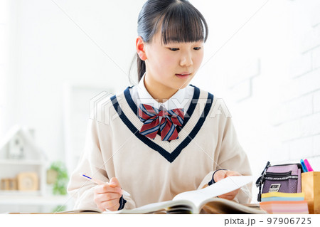 家で勉強をする女の子 家で勉強をする女の子 97906725