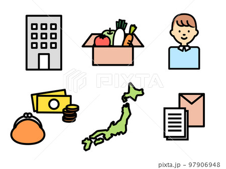 シンプルなふるさと納税のアイコンセット 97906948