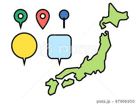 シンプルな日本マップのアイコンセット 97906950