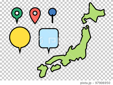 シンプルな日本マップのアイコンセット 97906950