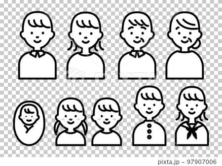 シンプルな人物アイコンセット 97907006