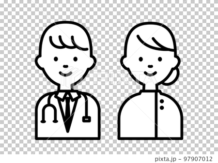 Simple person icon set doctor and nurse 97907012