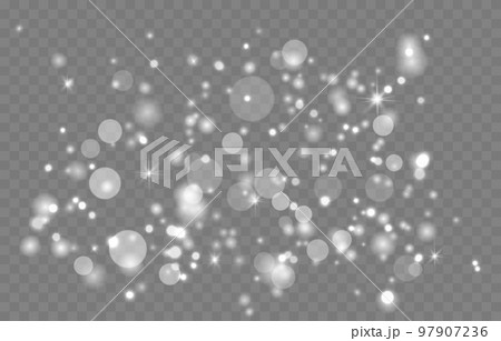 Shine glow. Sparkle light effects. Magic white and silver Christmas glitter. Glare flashes. Circle bokeh sparks. Blinking blur spots. Xmas bright stars. Vector abstract neoteric transparent background Shine glow. Sparkle light effects. Magic white and silver Christmas glitter. Glare flashes. Circle bokeh sparks. Blinking blur spots. Xmas bright stars. Vector abstract neoteric transparent background 97907236