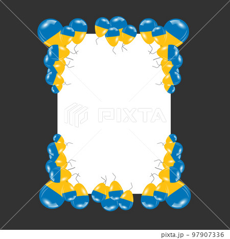 Ukraine flag diploma frame with the balloons 97907336