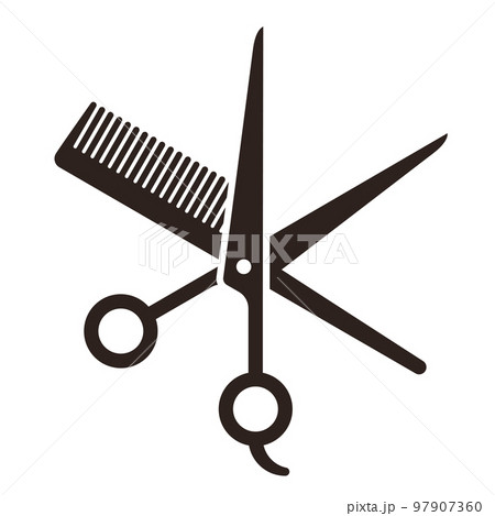 Hairdressing scissors and comb. Hairdresser symbol 97907360