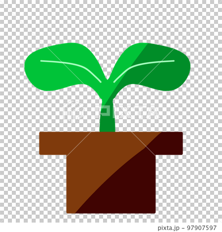 双葉と植木鉢 デフォルメ 双葉と植木鉢 デフォルメ 97907597