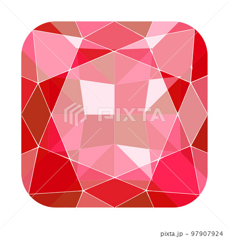 クッションシェイプブリリアントカットの赤いジュエリーイラスト画像 97907924