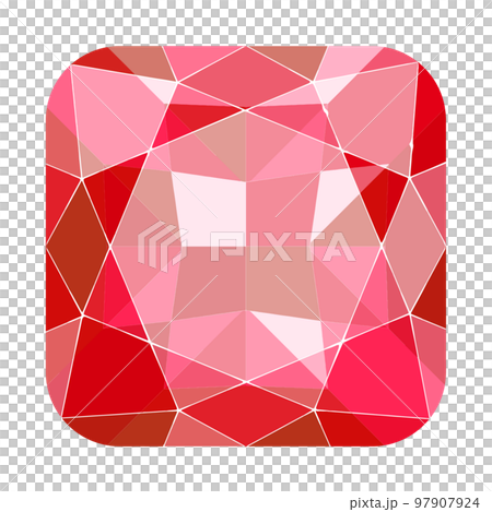 クッションシェイプブリリアントカットの赤いジュエリーイラスト画像 97907924
