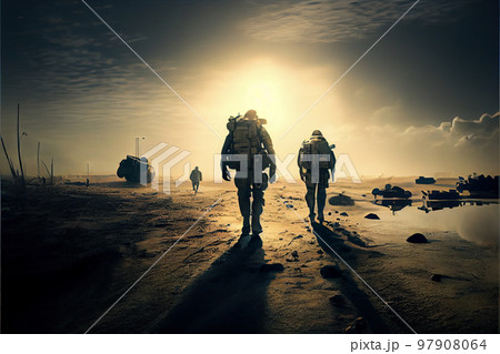 Soldiers on battlefield 97908064