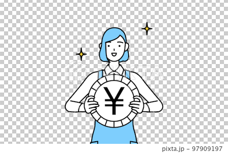 Image of foreign exchange gains and strong yen, a woman wearing an apron 97909197