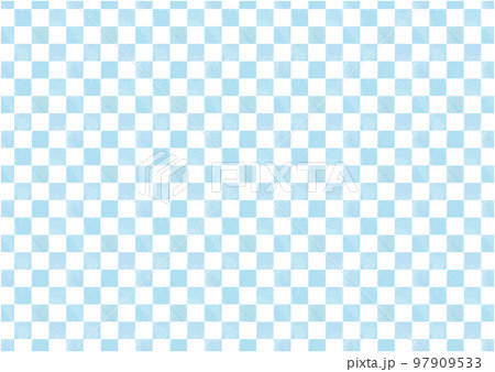 水彩のような塗りの市松模様（水色） 97909533