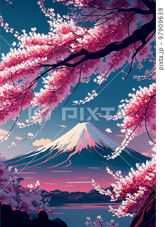 富士山と桜 97909639
