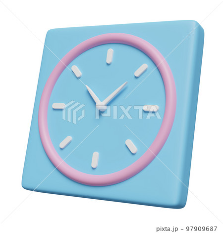 3D cartoon alarm clock wake-up time morning isolated. minimal design concept,3d render illustration 3D cartoon alarm clock wake-up time morning isolated. minimal design concept,3d render illustration 97909687