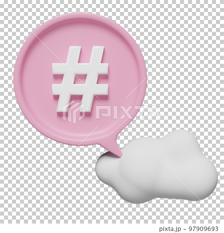 3D tag search for social media notification icon with cloud isolated. minimal design concept, 3d render illustration 3D tag search for social media notification icon with cloud isolated. minimal design concept, 3d render illustration 97909693