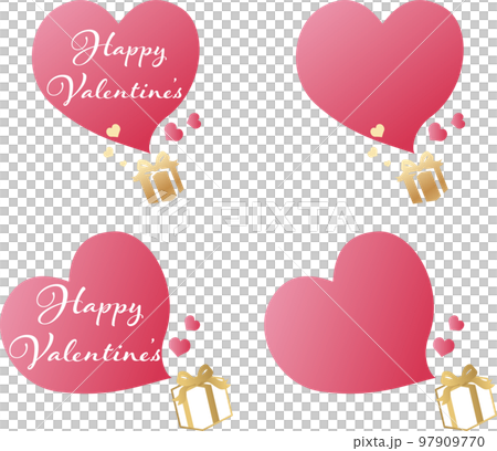 Happy Valentine's Day Frame Heart Illustration Material Set Happy Valentine's Day Frame Heart Illustration Material Set 97909770