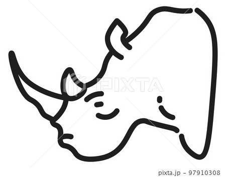 Rhinoceros head icon. Safari animal linear symbol Rhinoceros head icon. Safari animal linear symbol 97910308