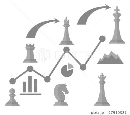 Strategy concept. Chess figure and chart infographic elements Strategy concept. Chess figure and chart infographic elements 97910321