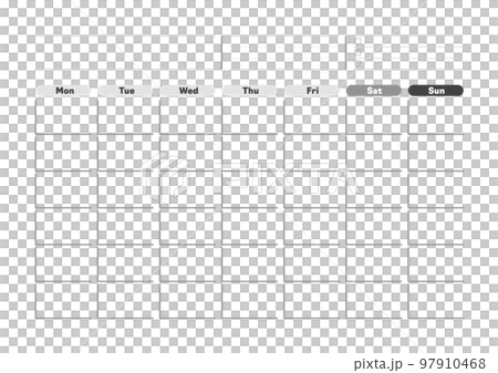 Monthly calendar template with only days of the... - Stock Illustration  [97910468] - PIXTA