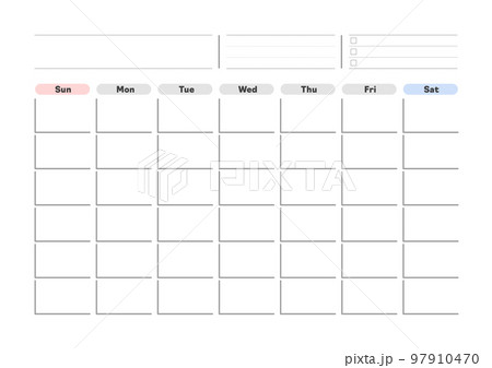 monthly-calendar-template-for-only-days-of-the-stock-illustration-97910470-pixta