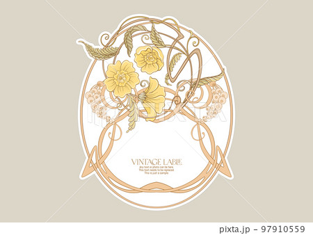 Decorative flowers and leaves in art nouveau style, 97910559