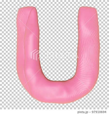 U letter logo design from plasticine isolated. pink U clay toy icon template elements concept, 3d illustration render U letter logo design from plasticine isolated. pink U clay toy icon template elements concept, 3d illustration render 97910694